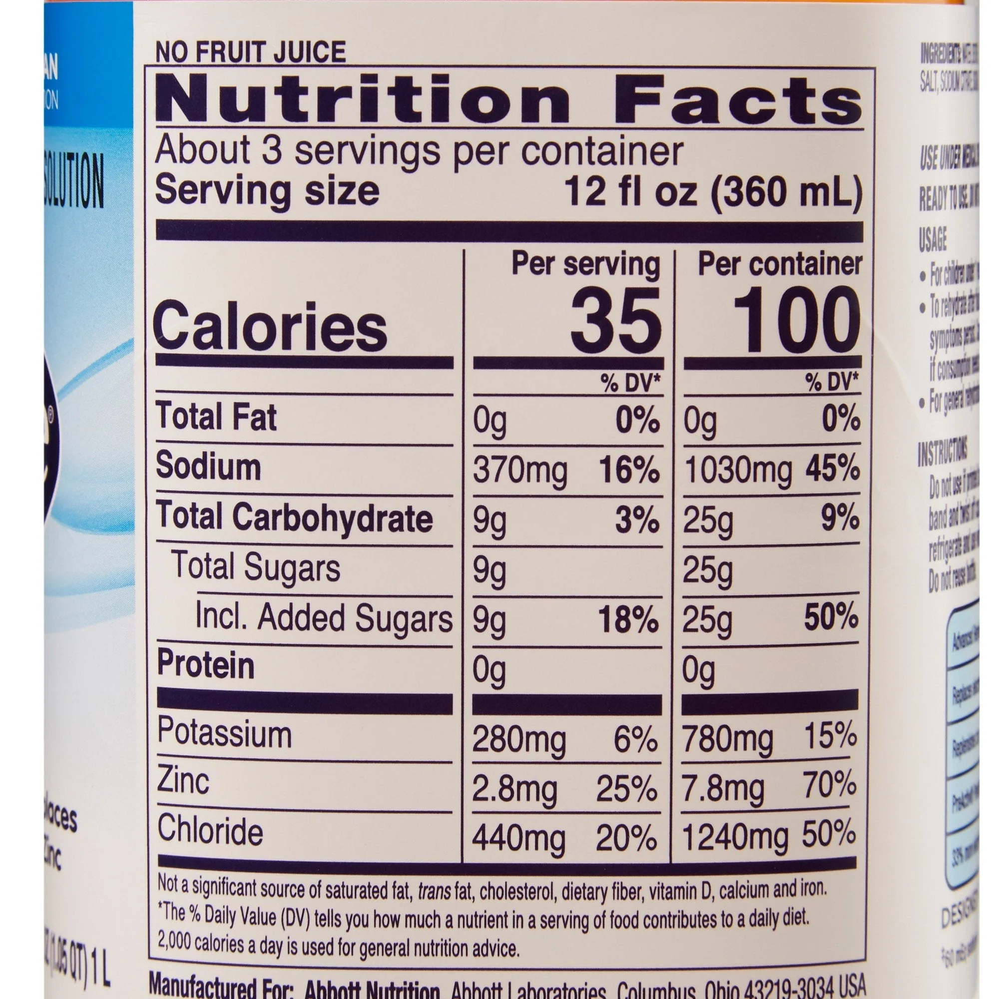 Pedialyte® Fruit Pediatric Oral Electrolyte Solution, 1 Liter Bottle, 8 ct - Image 3